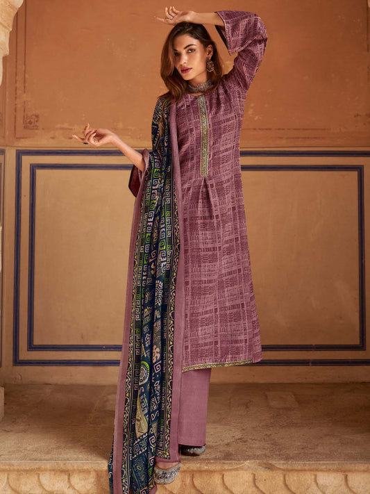 Mumtaz Arts Unstitched Pashmina Winter Suit Material with Embroidery