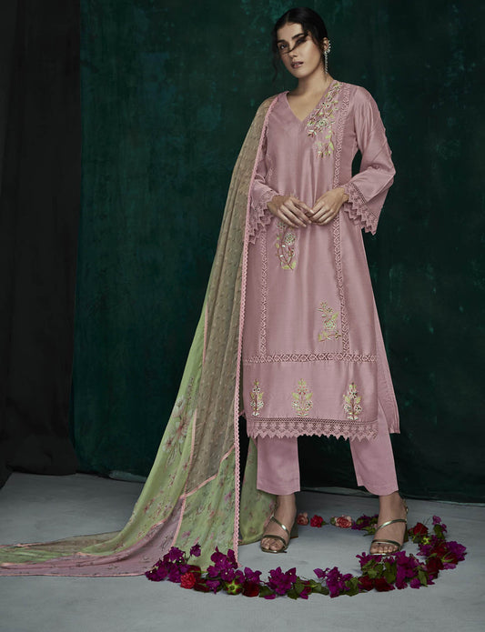 Kimora Latest Pure Cotton Satin Unstitched Women Suit Set