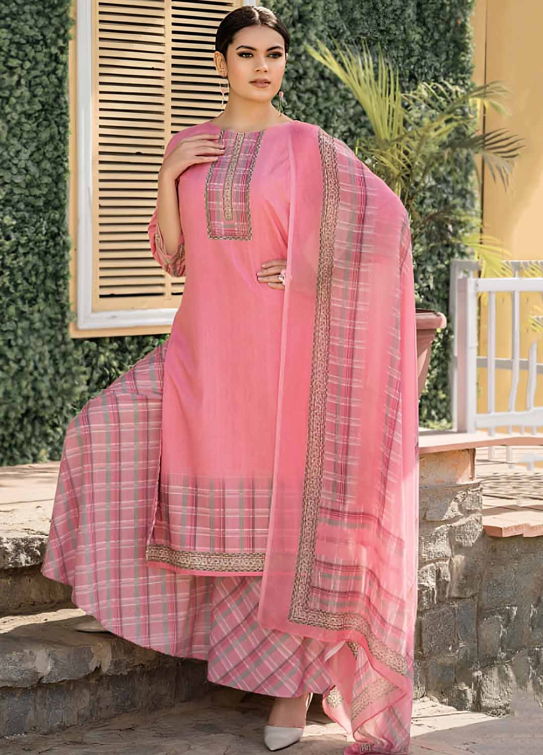 Rivaa Pink Pashmina Unstitched Winter Suit Dress Material for Ladies Rivaa
