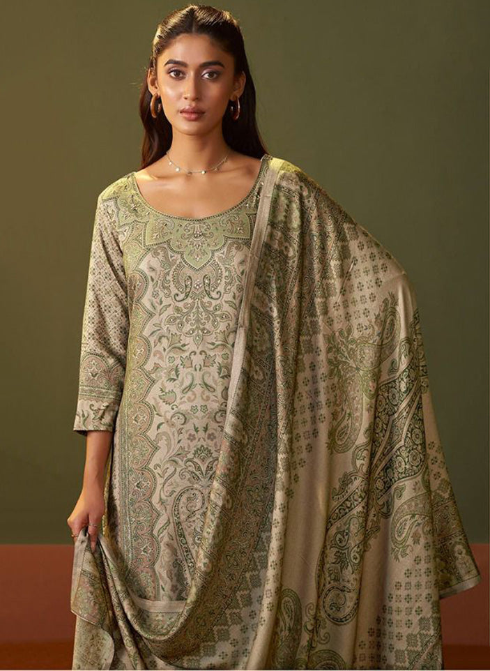 Brown Shimmer Pashmina Unstitched Winter Salwar Suit Material