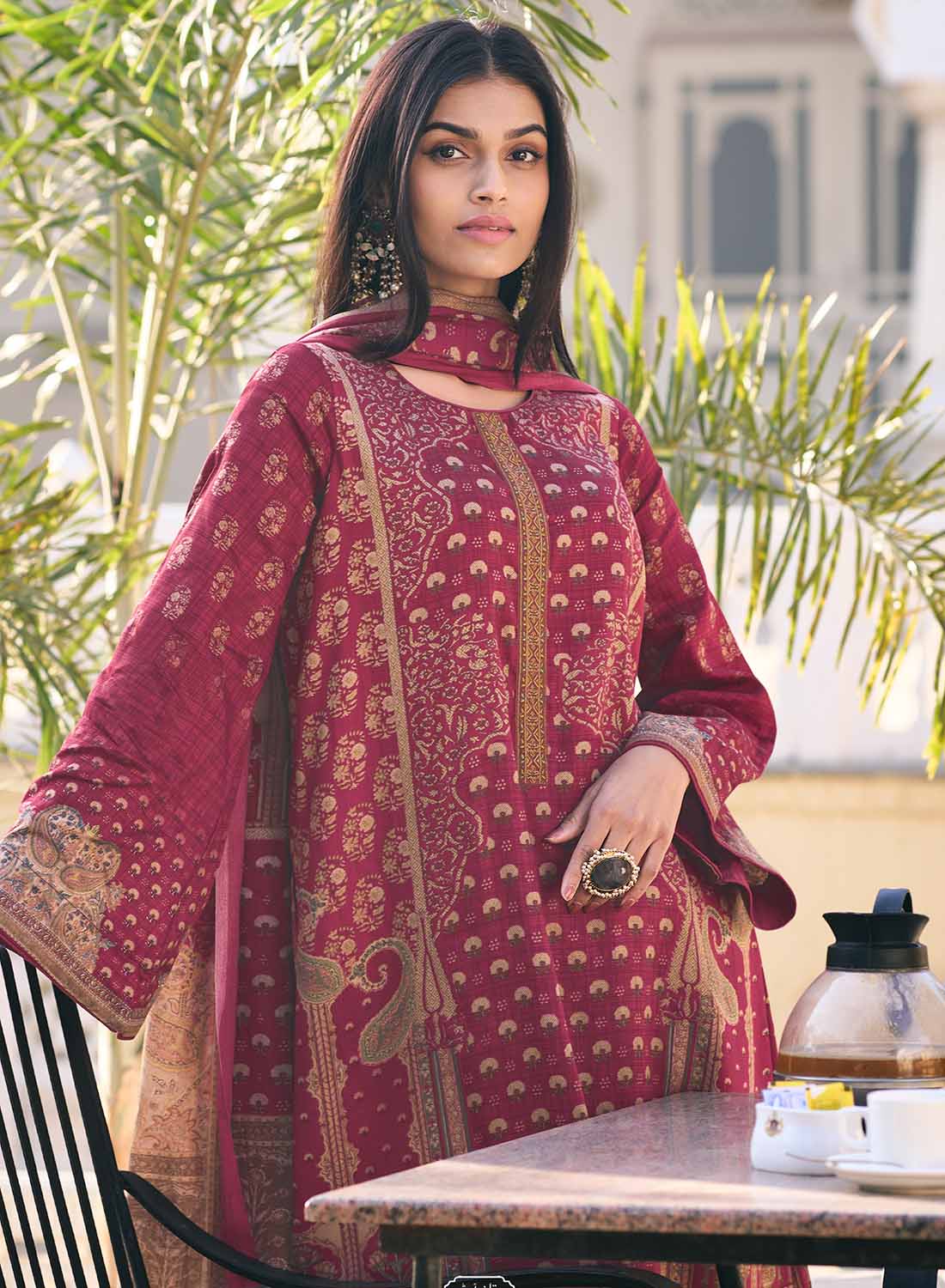 Mumtaz Arts Pure Cotton Satin Unstitched Suit Material with Embroidery