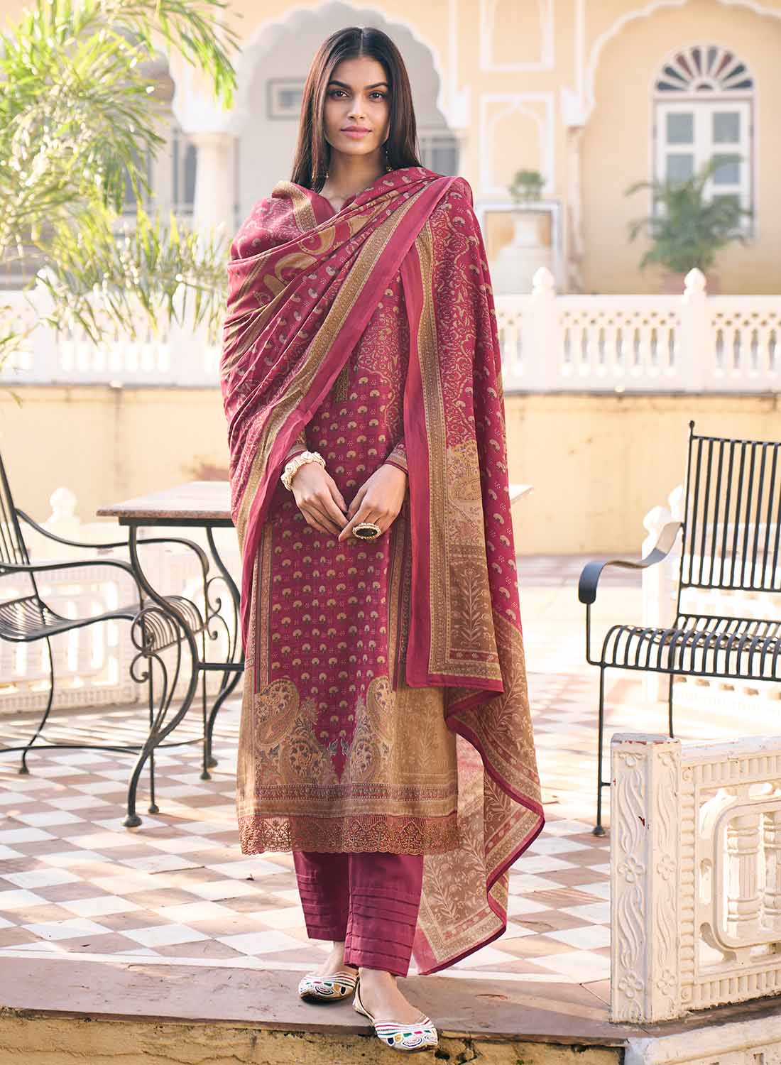 Mumtaz Arts Pure Cotton Satin Unstitched Suit Material with Embroidery
