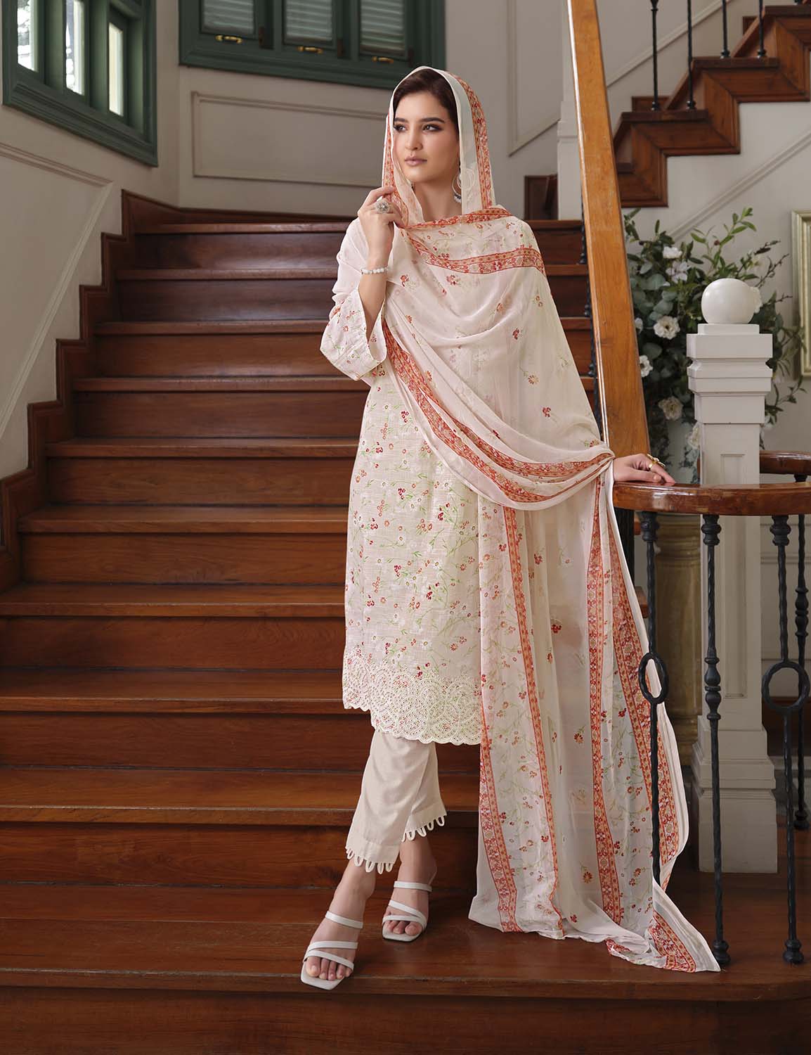 Belliza Cotton Linen Unstitched Salwar Suit with Chiffon Dupatta Belliza