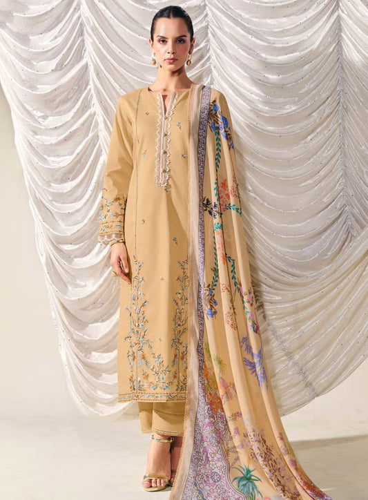 Kimora Pure Cotton Lawn Embroidered Unstitched Suit Material for Women