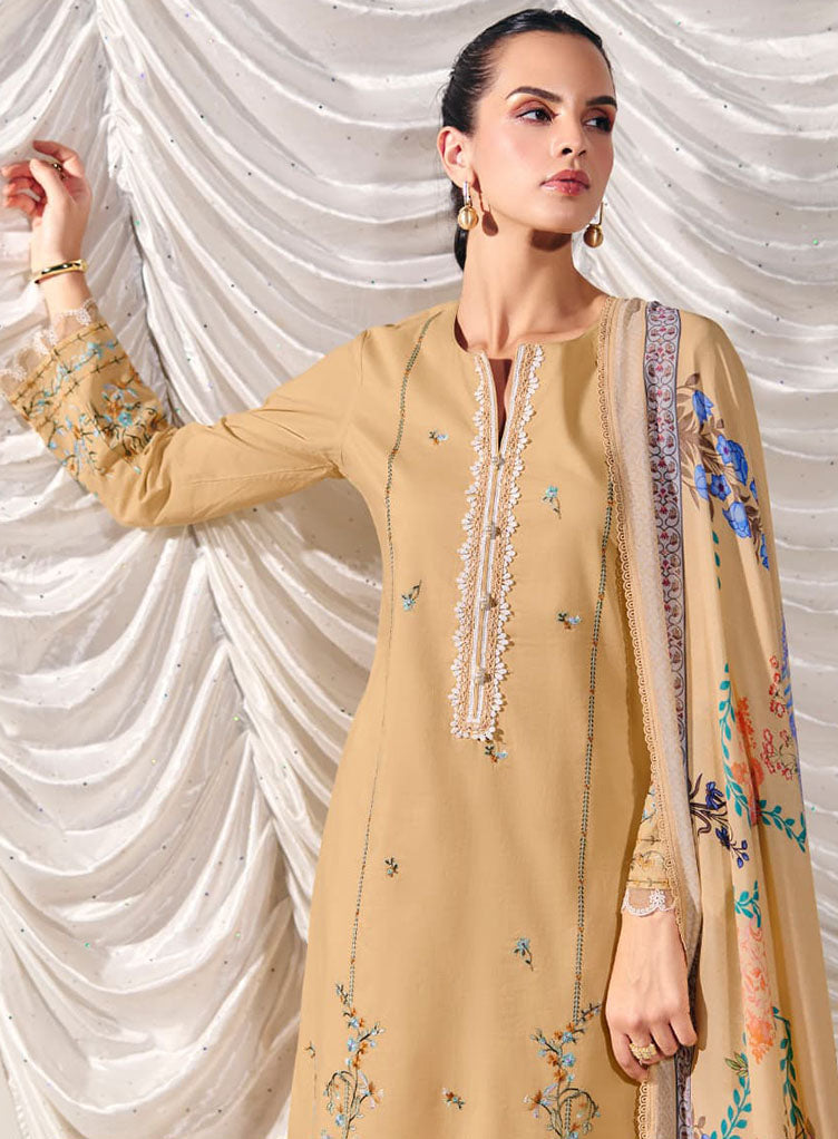 Kimora Pure Cotton Lawn Embroidered Unstitched Suit Material for Women