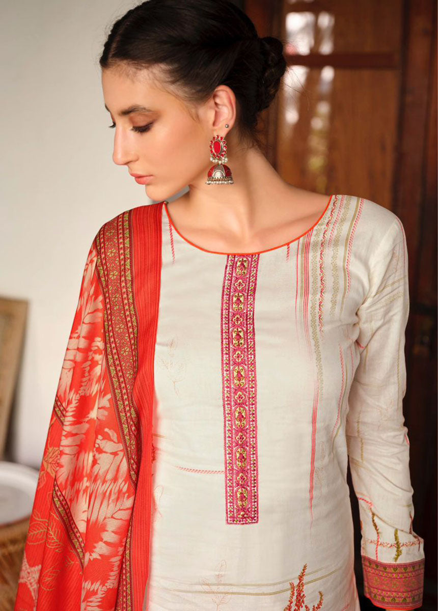 Mumtaz Arts Pure Lawn Cotton Unstitched Suit Material with Embroidery Mumtaz Arts