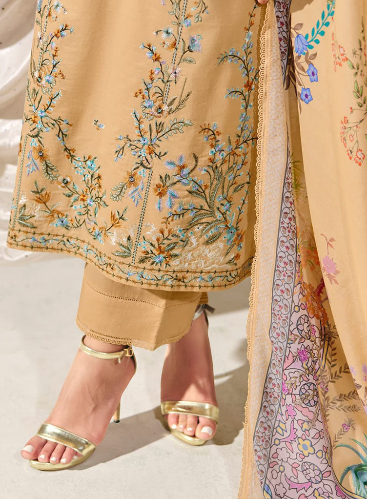 Kimora Pure Cotton Lawn Embroidered Unstitched Suit Material for Women