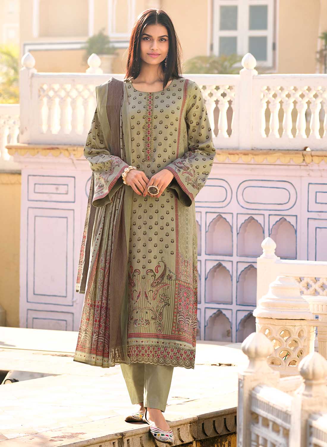 Mumtaz Arts Pure Cotton Satin Unstitched Salwar Suit Material for Women