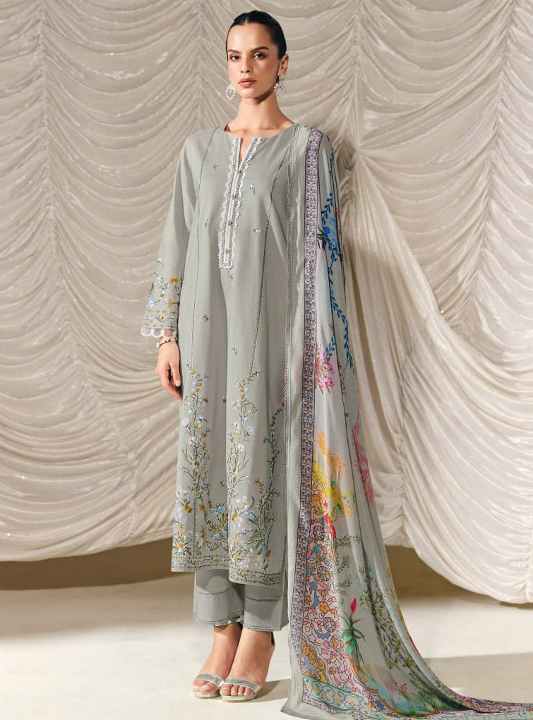 Kimora Embroidered Pure Cotton Lawn Unstitched Salwar Suit Material