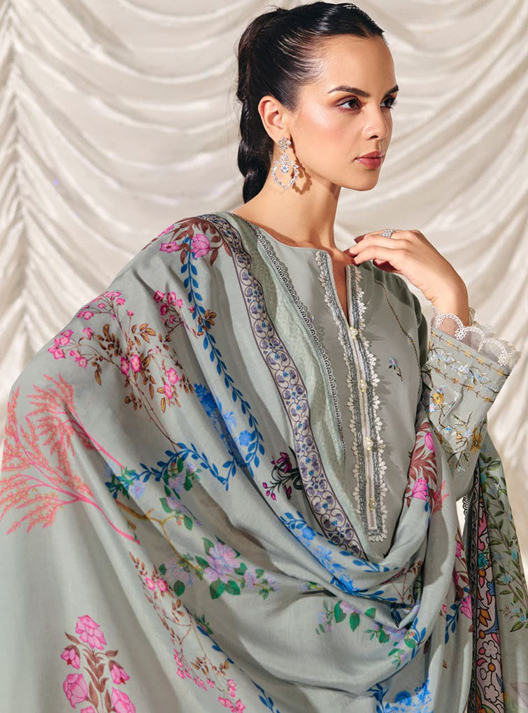 Kimora Embroidered Pure Cotton Lawn Unstitched Salwar Suit Material
