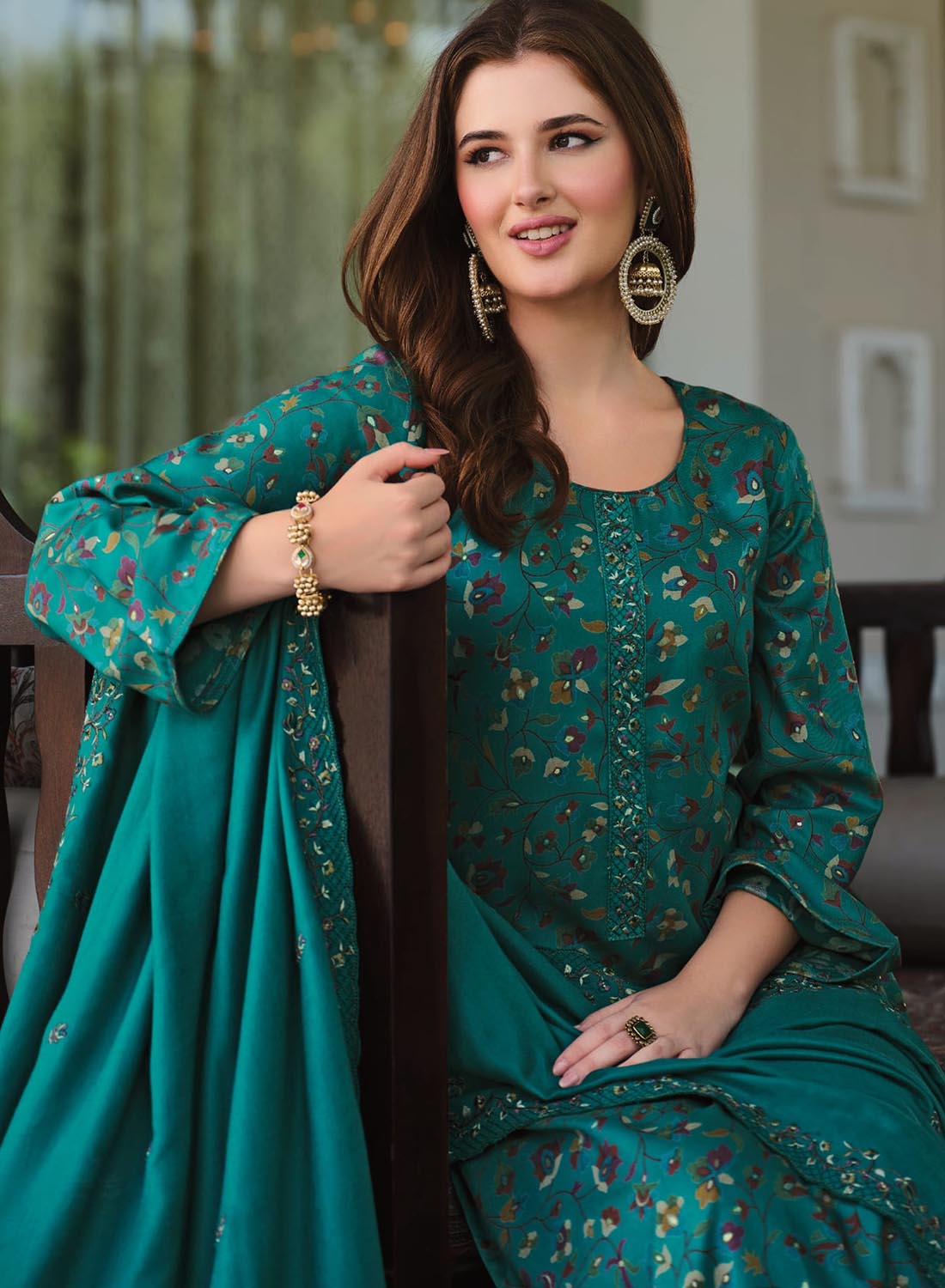 Pure Viscose Pashmina Unstitched Winter Salwar Suit Material for Women