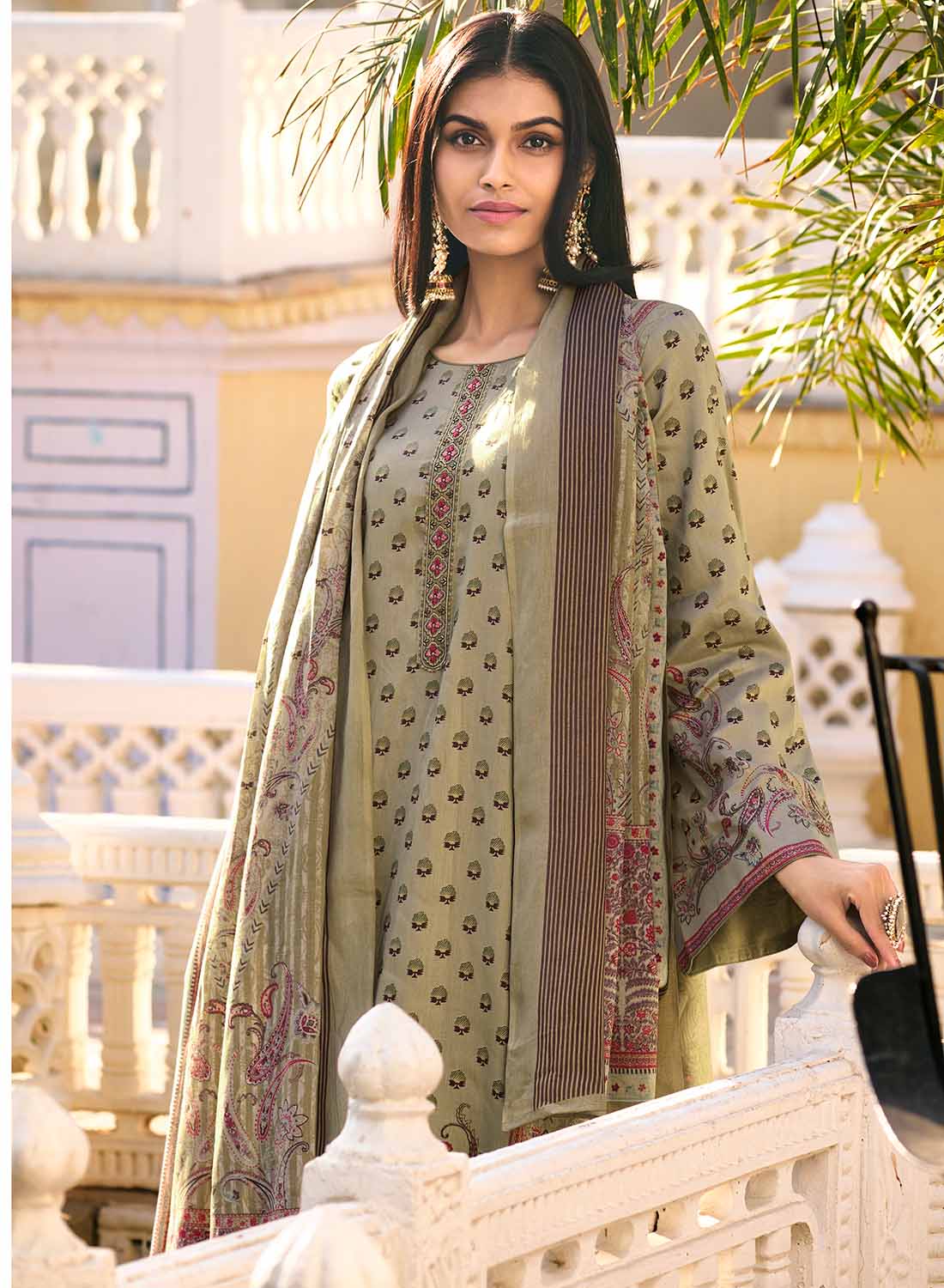 Mumtaz Arts Pure Cotton Satin Unstitched Salwar Suit Material for Women Mumtaz Arts