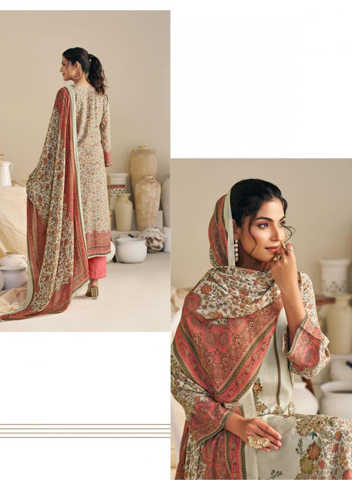 Winter Pashmina Unstitched Suit Set Material with Muslin Dupatta