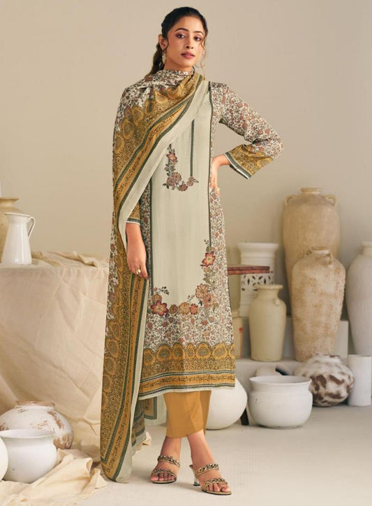 Unstitched Winter Pashmina salwar Suit Set Material with Muslin Dupatta