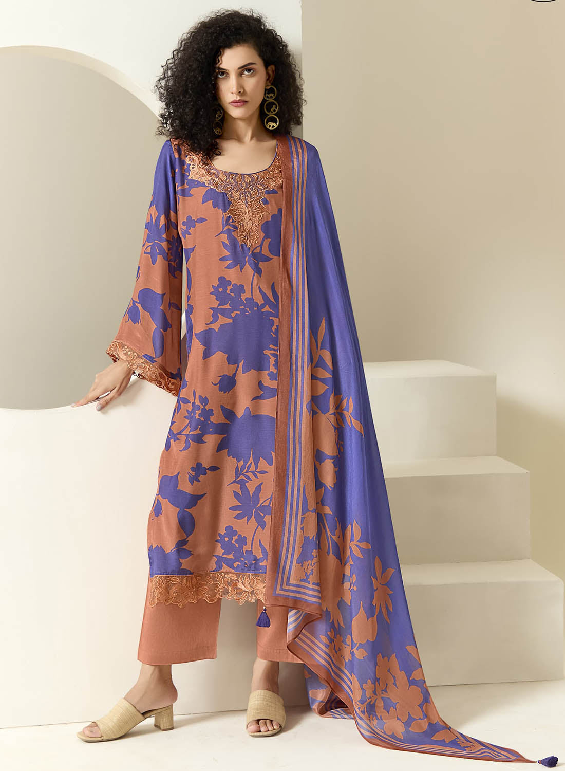 Kimora Party Wear Pure Muslin Unstitched Suit Set with Embroidery