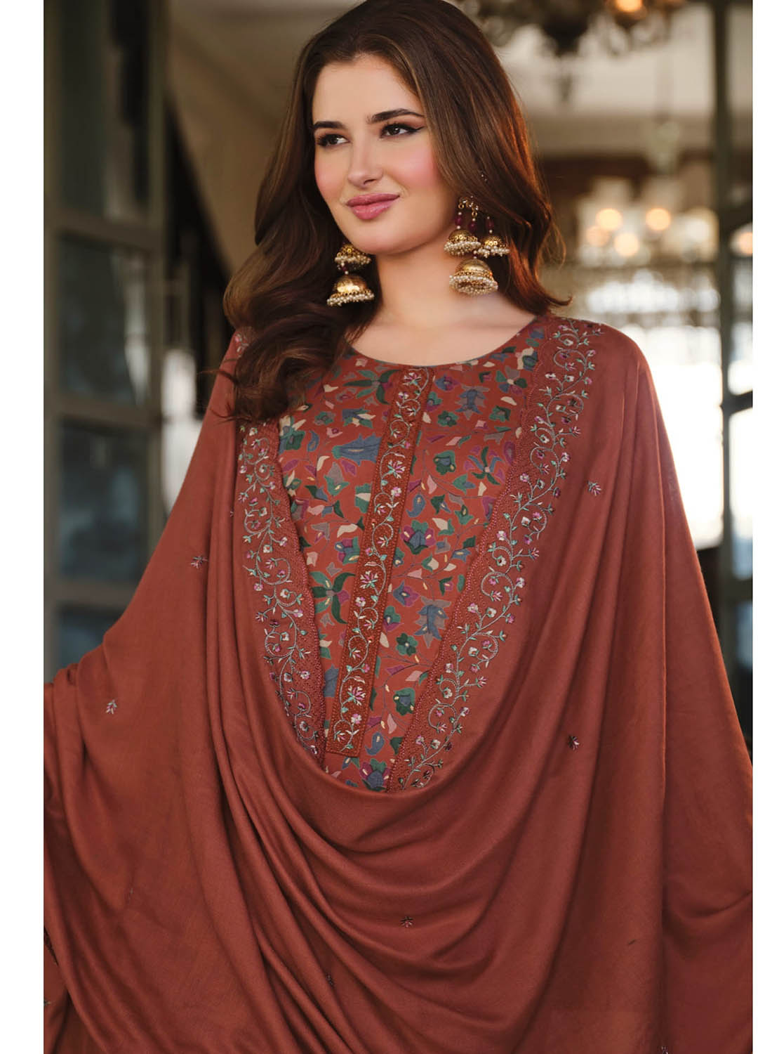 Pure Viscose Pashmina Unstitched Winter Suit Dress Material for Women