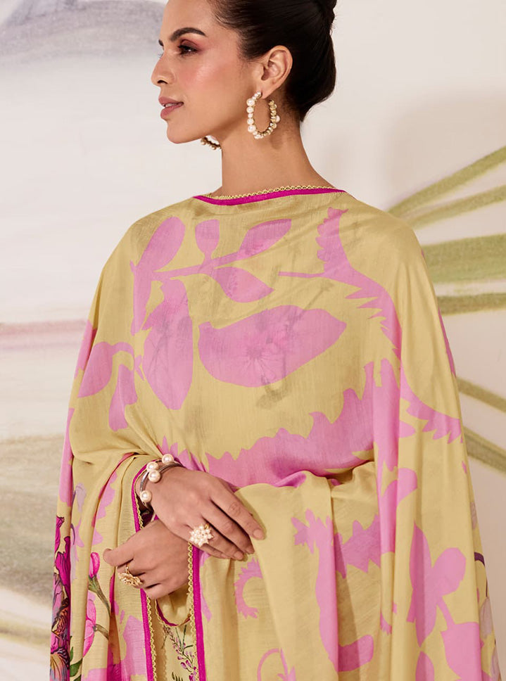 Pure Lawn Cotton Embroidered Unstitched Salwar Suit Set for Women