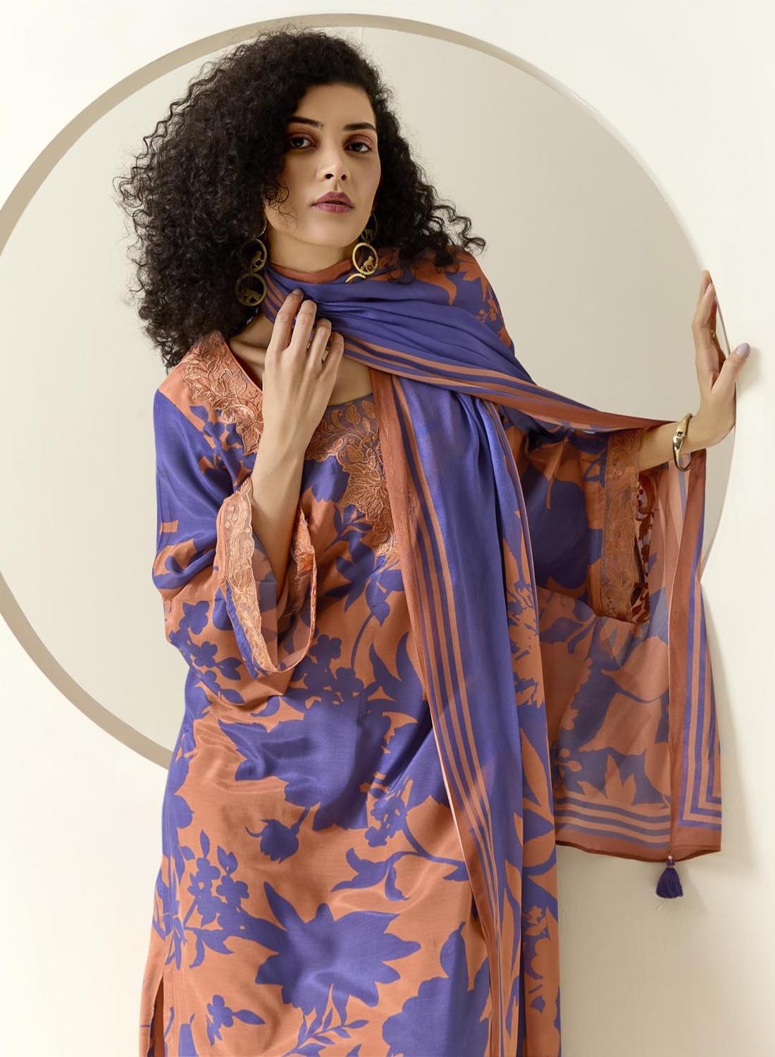 Kimora Party Wear Pure Muslin Unstitched Suit Set with Embroidery