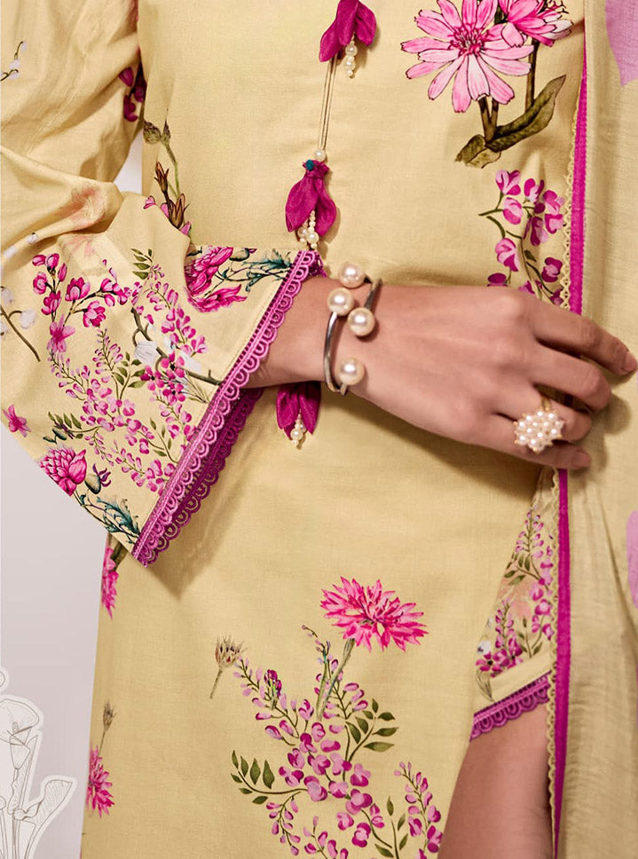 Pure Lawn Cotton Embroidered Unstitched Salwar Suit Set for Women