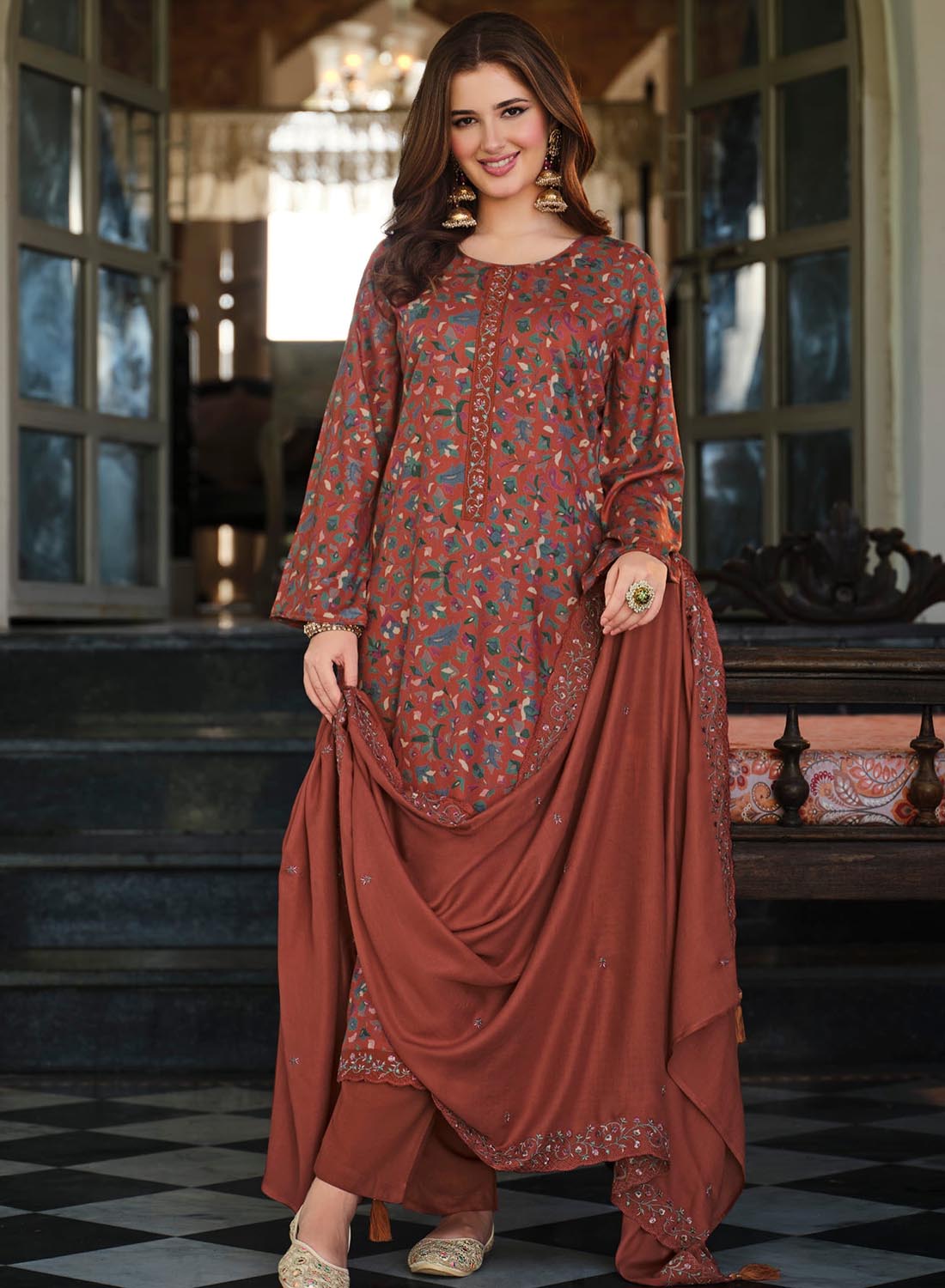 Pure Viscose Pashmina Unstitched Winter Suit Dress Material for Women