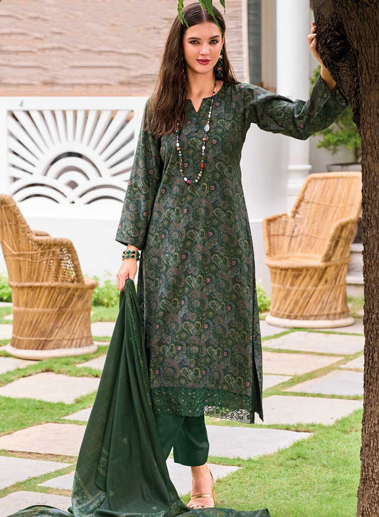 Green Viscose Modal Silk Unstitched Salwar Suit Set Material for Women