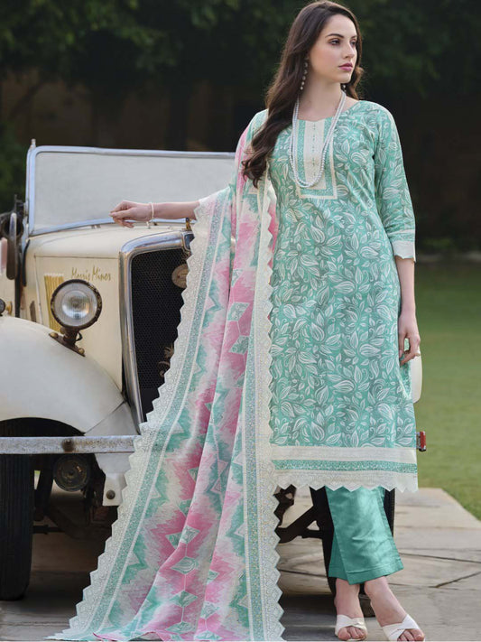 Zulfat Unstitched Cotton Suit Dress Material for Women with Dupatta