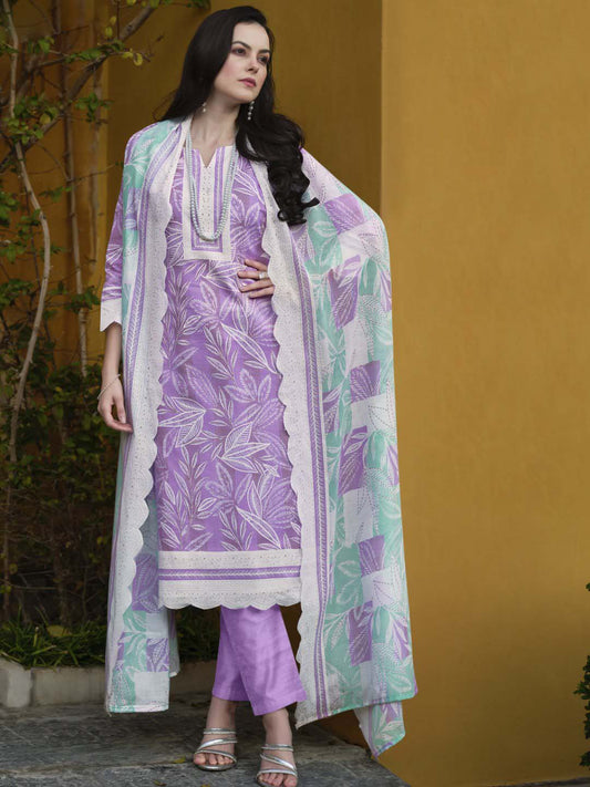 Zulfat Unstitched Cotton Suit Dress Materials for Women with Dupatta