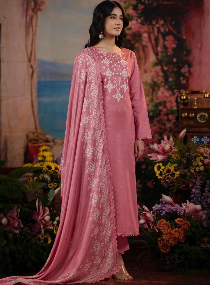 Pure Cotton Unstitched Suit Dress Material with Hand Work for Women