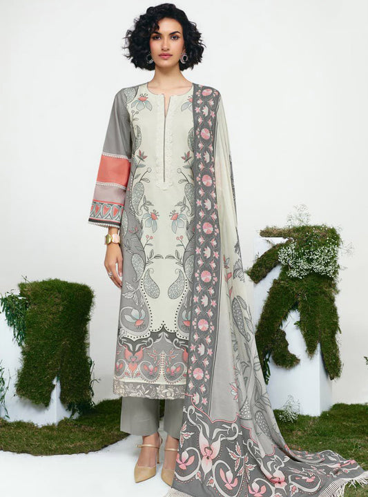 Pure Cotton Lawn Embroidered Unstitched Suit Fabric Material for Women