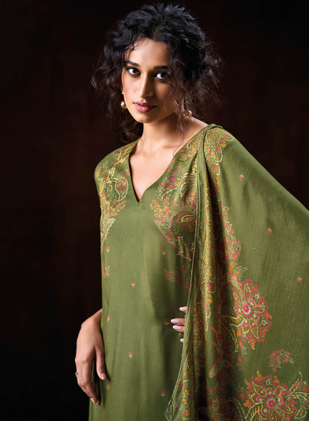 Ganga Woolen Pashmina Winter Unstitched Salwar Suit Dress Material