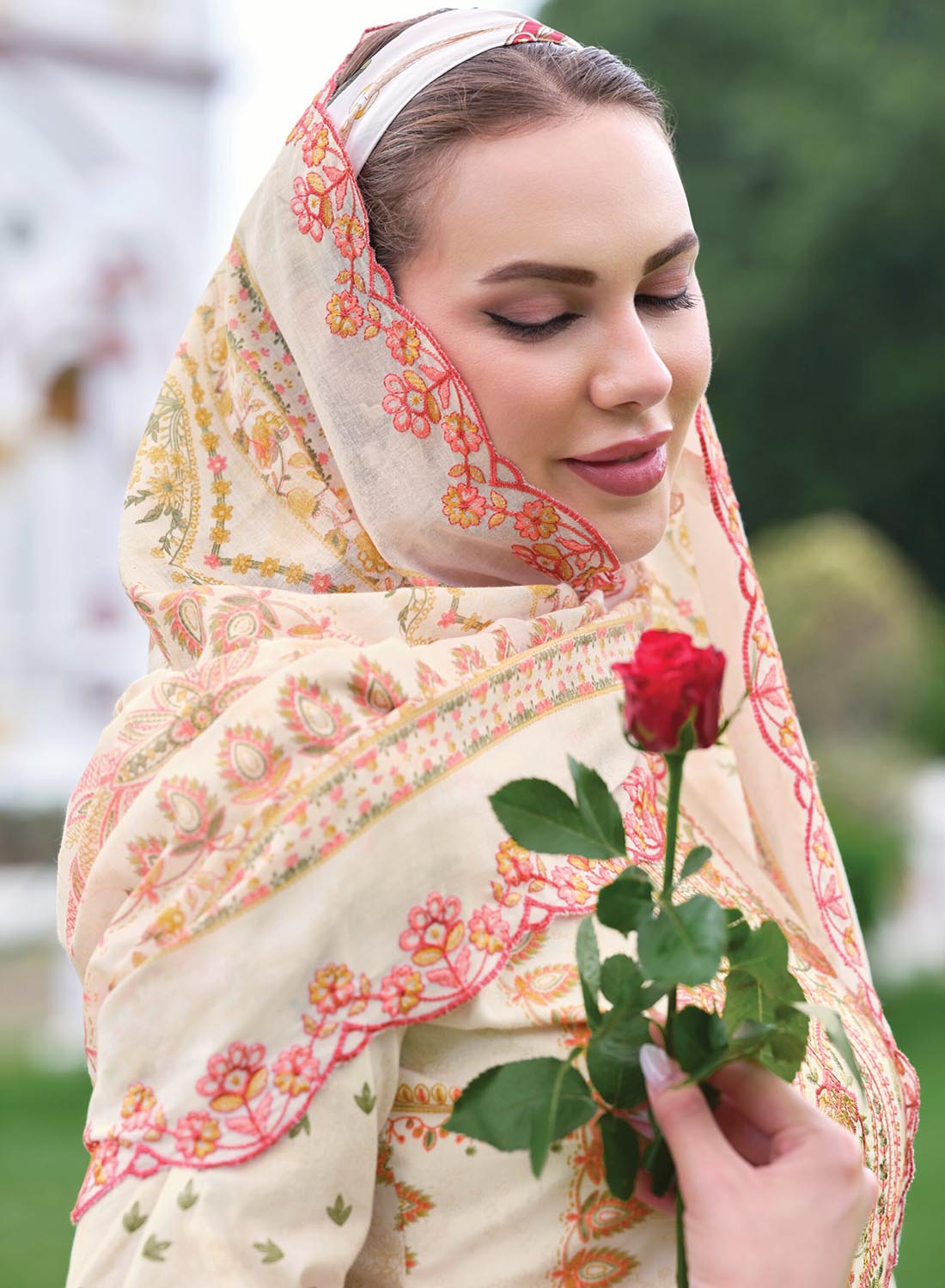 Pure Cotton Unstitched Pakistani Suit Material with Neck Embroidery