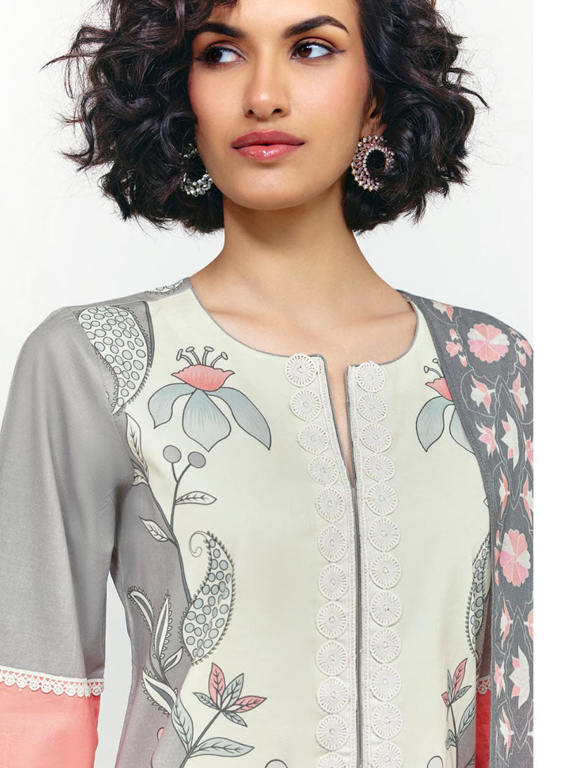 Pure Cotton Lawn Embroidered Unstitched Suit Fabric Material for Women