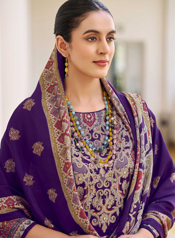 Viscose Muslin Pakistani Print Unstitched Salwar Suit Material for Women