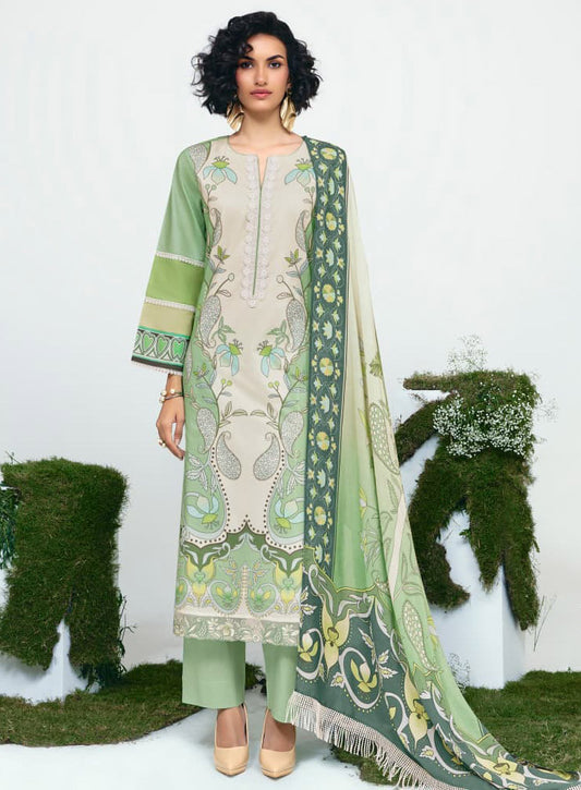 Pure Cotton Lawn Embroidered Unstitched Suit Dress Material for Women