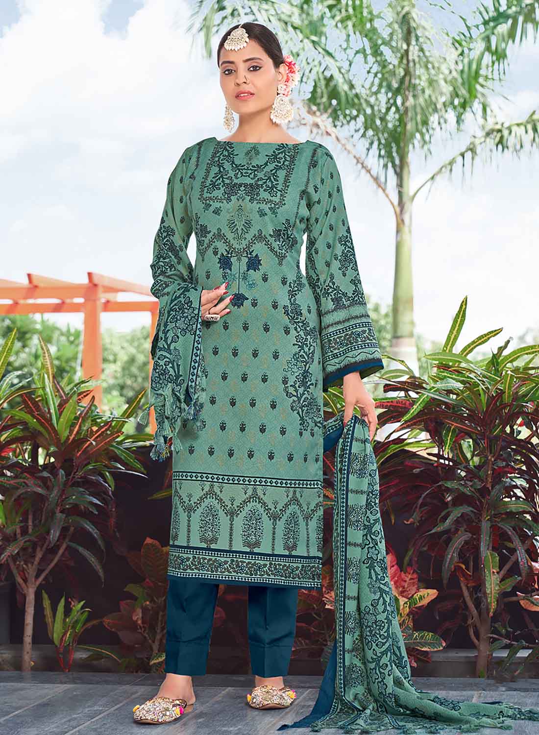 Pakistani Print Pashmina Winter Suits Dress Materials for Women Radha Fab