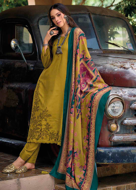 Pure Pashmina Designer Women Winter Suits Dress Materials