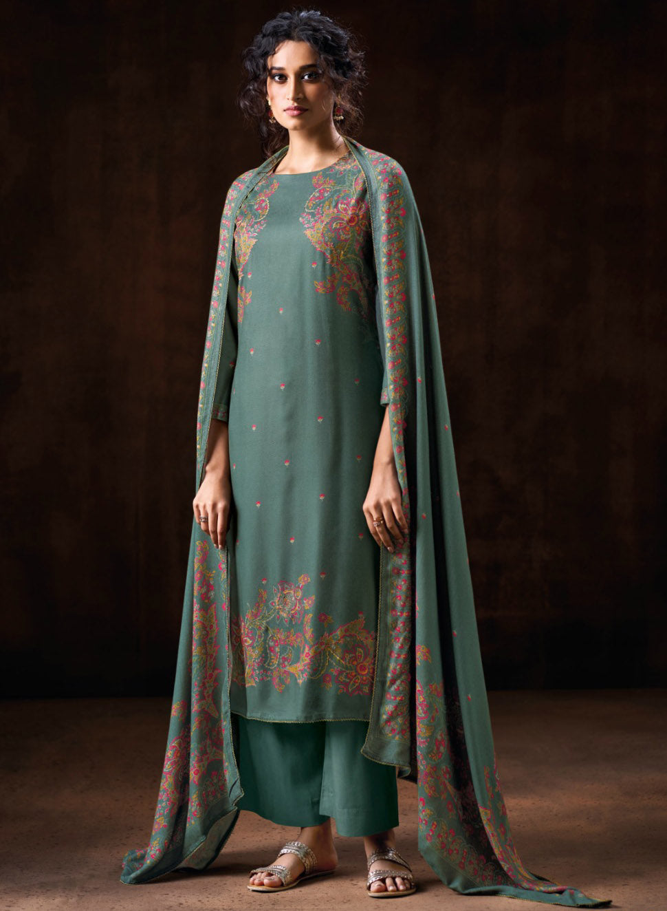 Ganga Woolen Pashmina Winter Unstitched Salwar Suit Set Dress Material