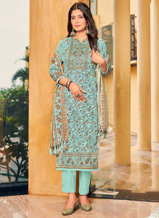 Buy Woolen Pashmina Winter Unstitched Salwar Suits for Ladies