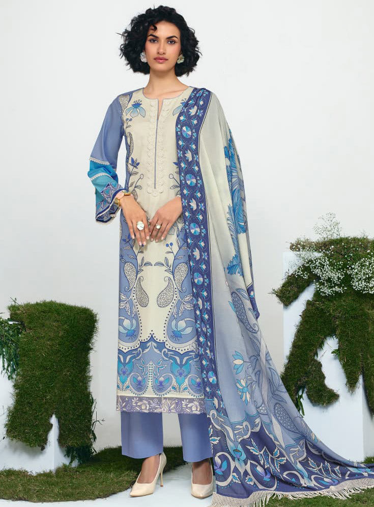 Soft Cotton Lawn Embroidered Unstitched Suit Dress Material for Women