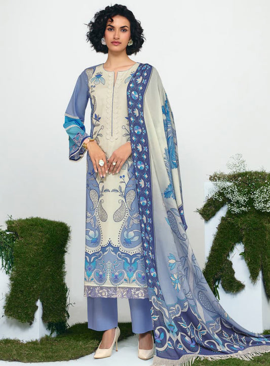 Soft Cotton Lawn Embroidered Unstitched Suit Dress Material for Women