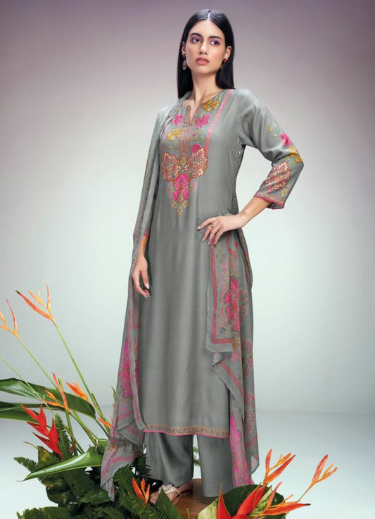 Ganga Unstitched Woolen Pashmina Winter Suit Dress Material