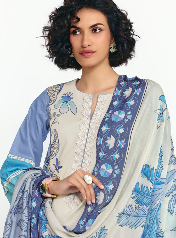 Soft Cotton Lawn Embroidered Unstitched Suit Dress Material for Women