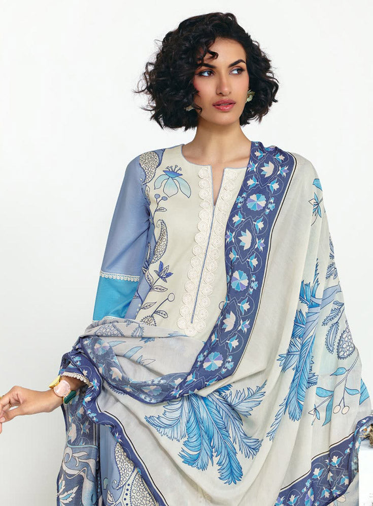 Soft Cotton Lawn Embroidered Unstitched Suit Dress Material for Women