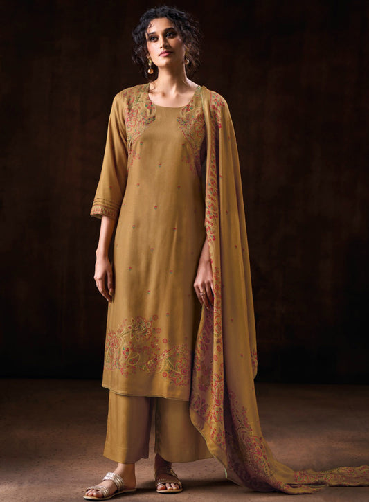 Ganga Woolen Pashmina Winter Unstitched Suit Set Dress Material