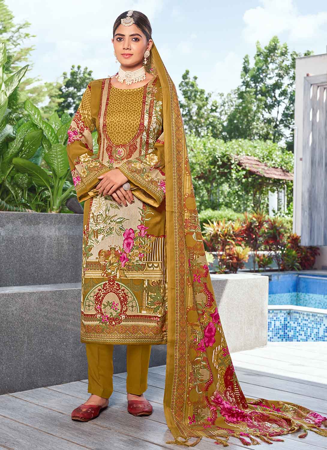 Pakistani Print Pashmina Winter Suits Dress Materials for Ladies Radha Fab