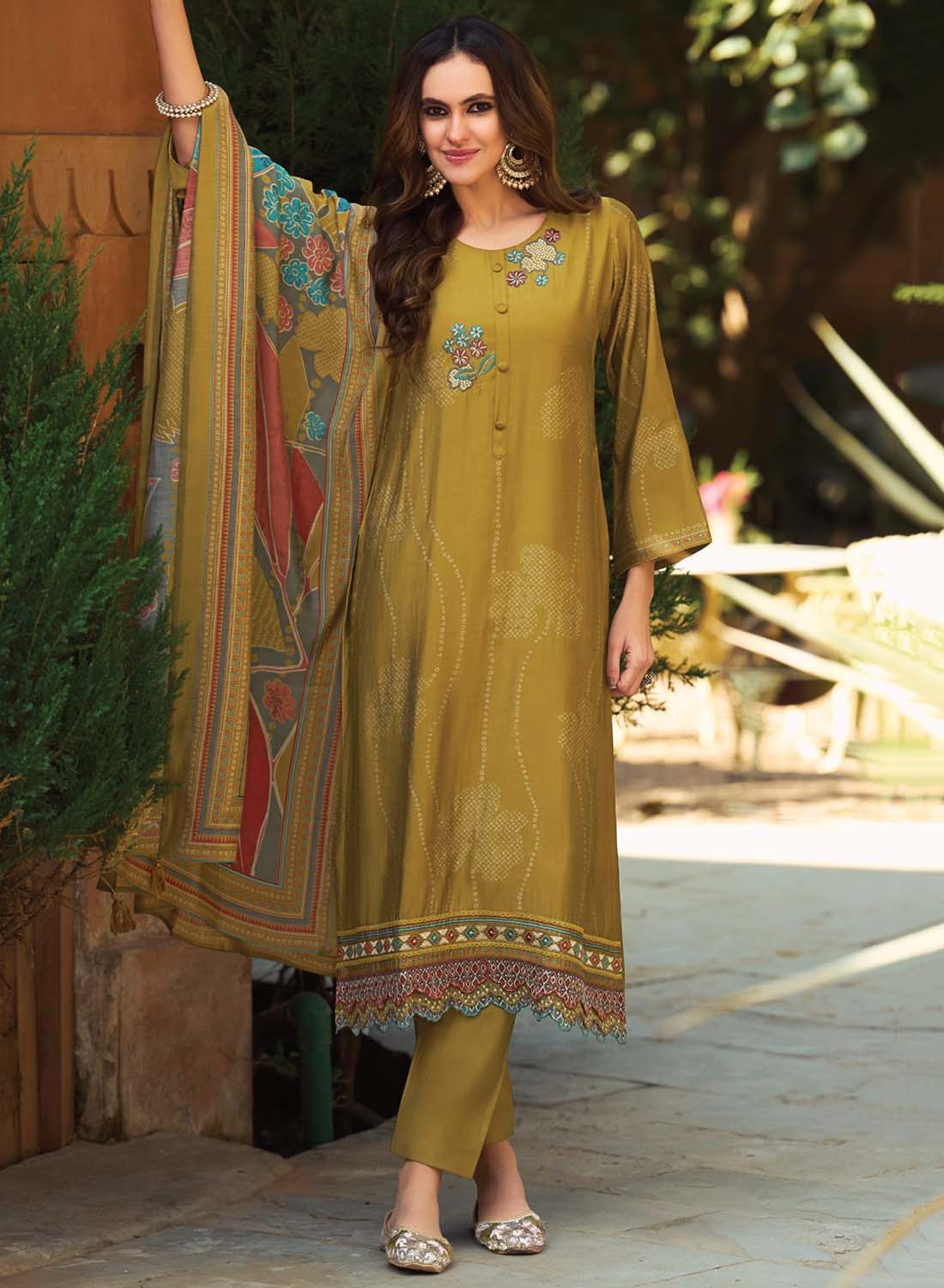 Fancy Muslin Silk Unstitched Salwar Suit Dress Material for Women