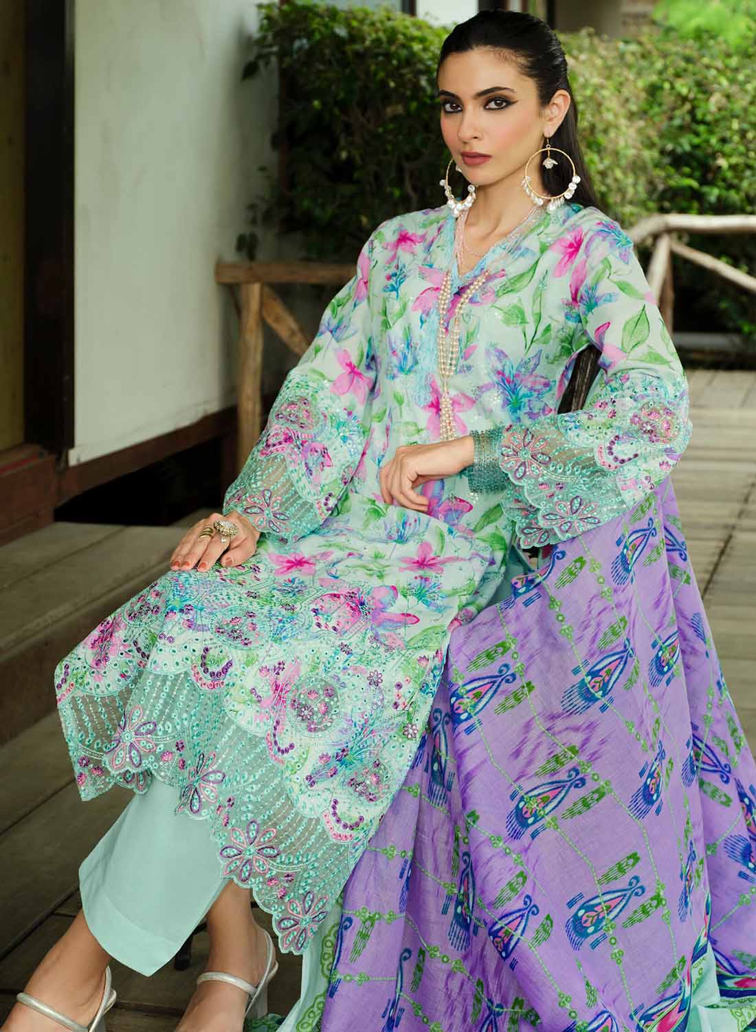 Pure Cotton Unstitched Pakistani Suit Material with Embroidery for Women