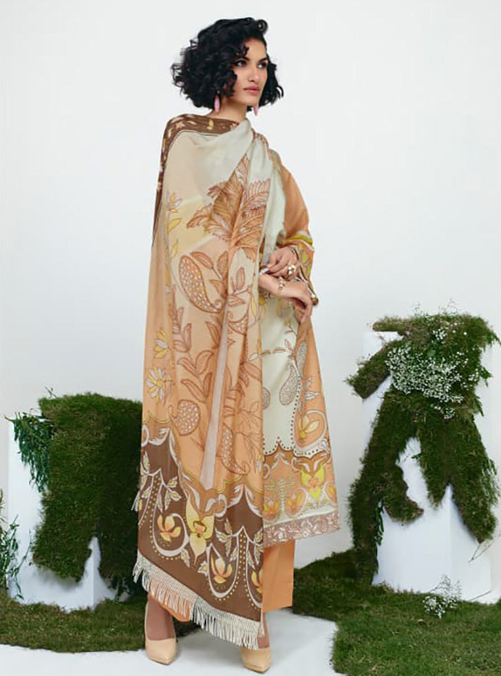 Designer Cotton Lawn Embroidered Unstitched Salwar Suit Material for Women