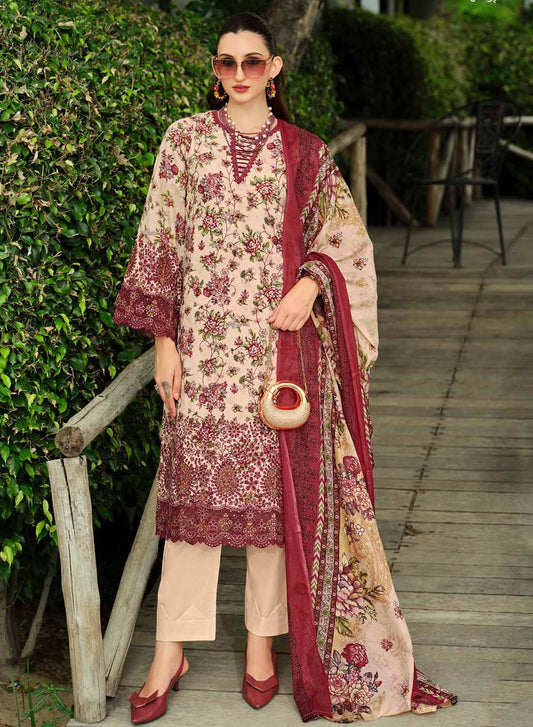 Pure Cotton Unstitched Pakistani Suit Dress Material with Embroidery