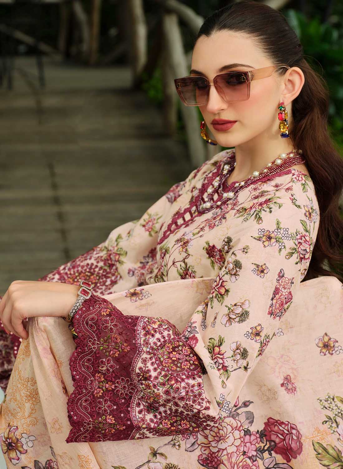Pure Cotton Unstitched Pakistani Suit Dress Material with Embroidery